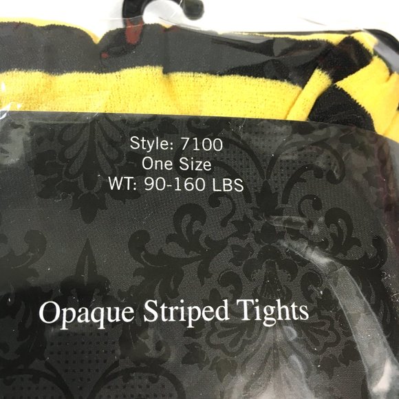 * Leg Avenue # 7100 Yellow Black Stripe Tights NWT NOS - Picture 4 of 8